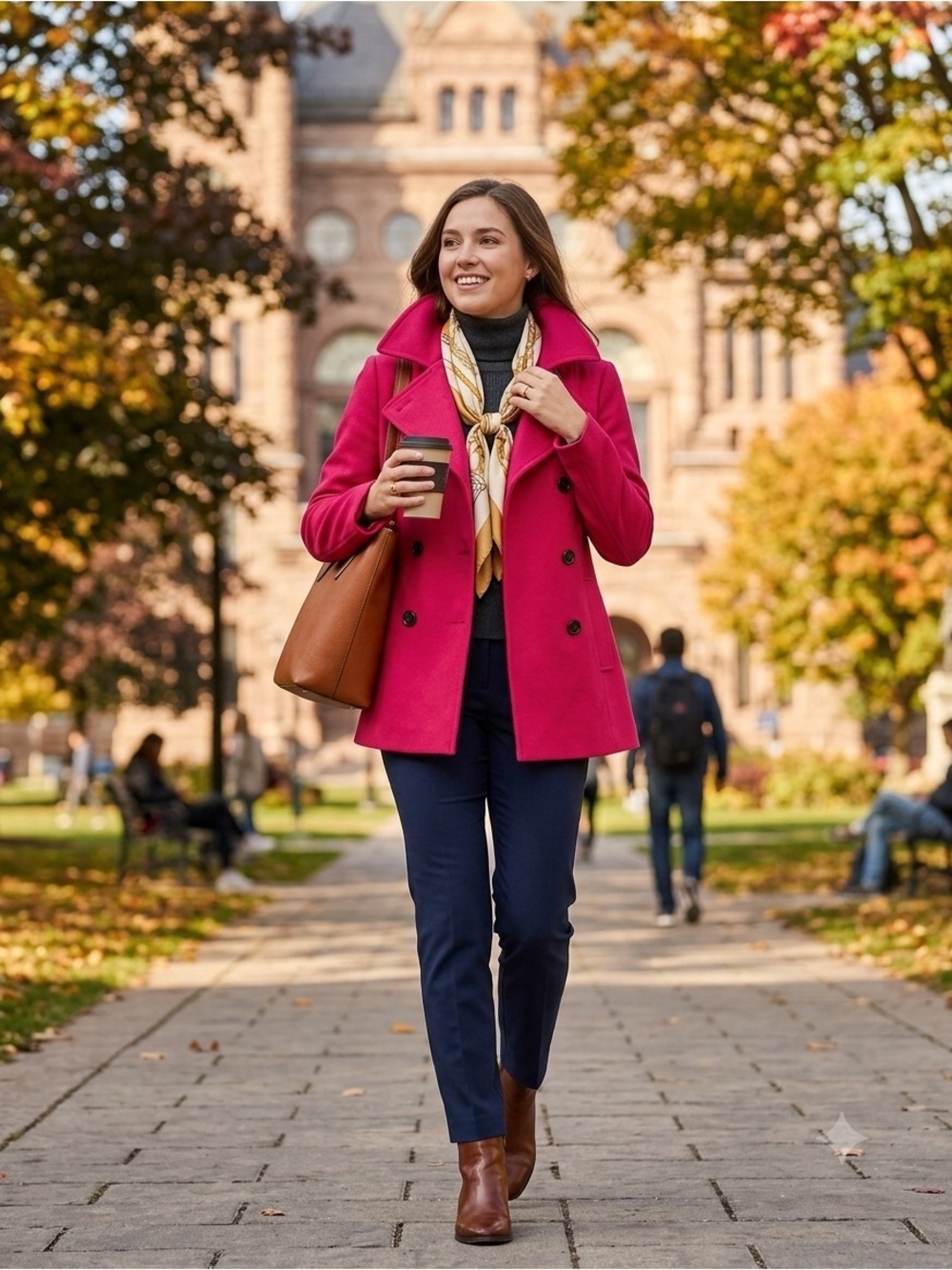 Casual Pink Wool Blend Peacoat XS Double Breasted Tailored Winter Coat